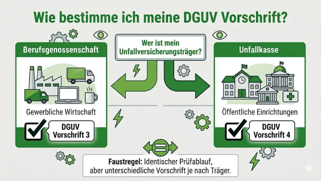 Bestimmung von DGUV V3 oder DGUV V4